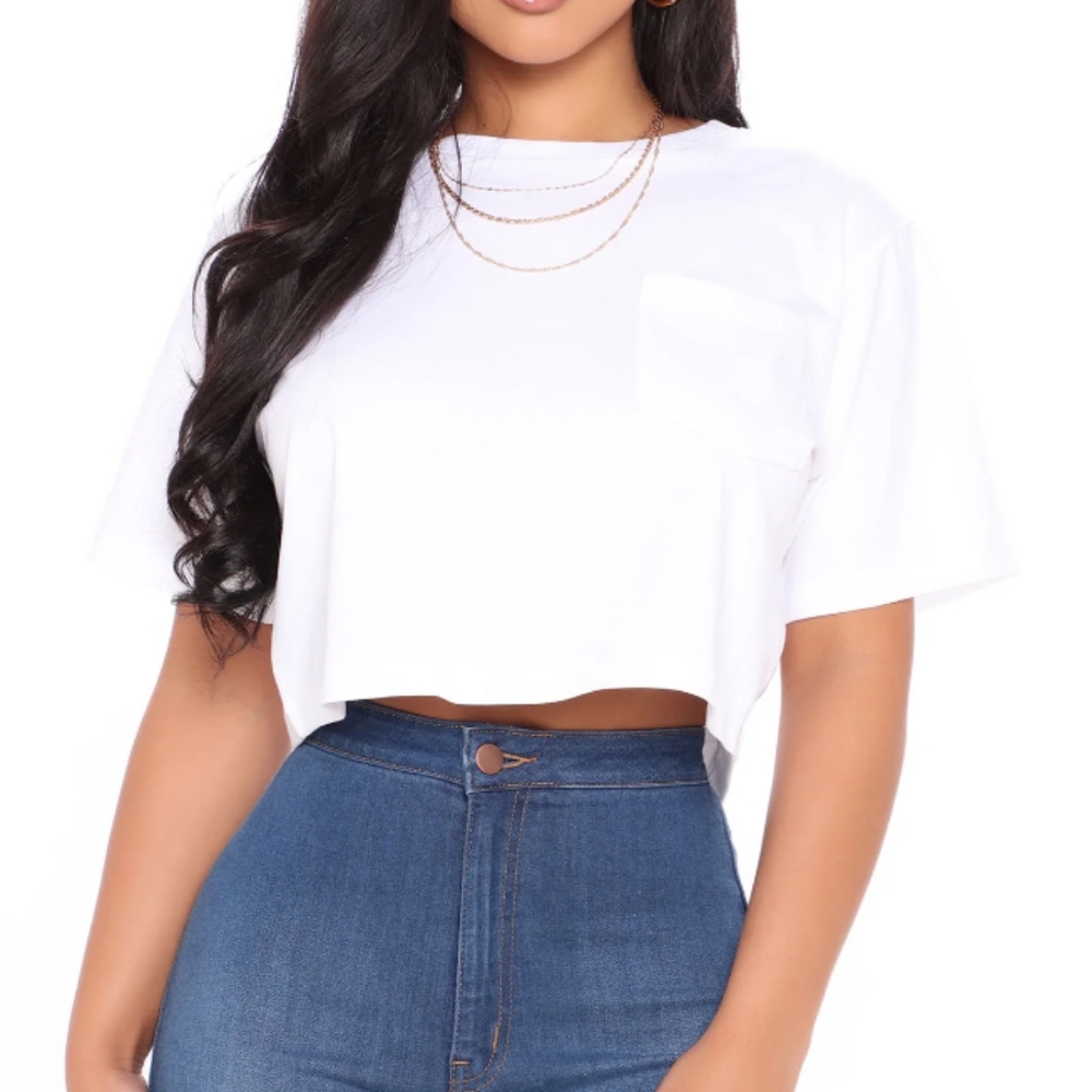 White Cropped Tee
